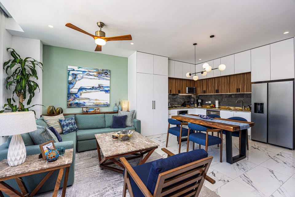Living Room — Comfortable and stylish living room with smart TV and panoramic view