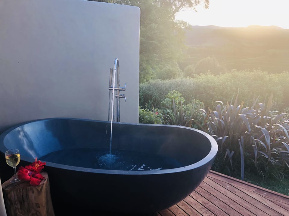 Soak under the stars at our secluded coroglen escape. 