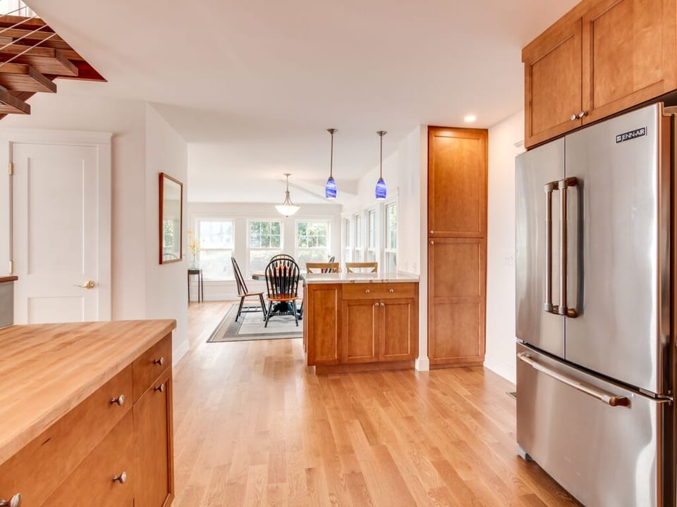 Open plan that still allows for separate space.