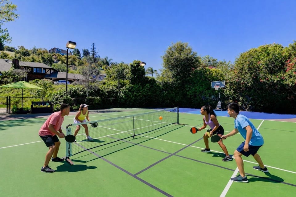 Play a competitive game of pickle ball on our regulation size court. 