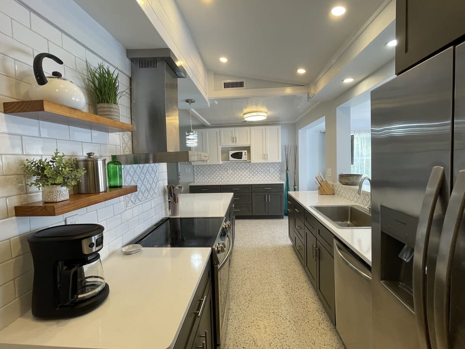 Fully equipped galley kitchen.