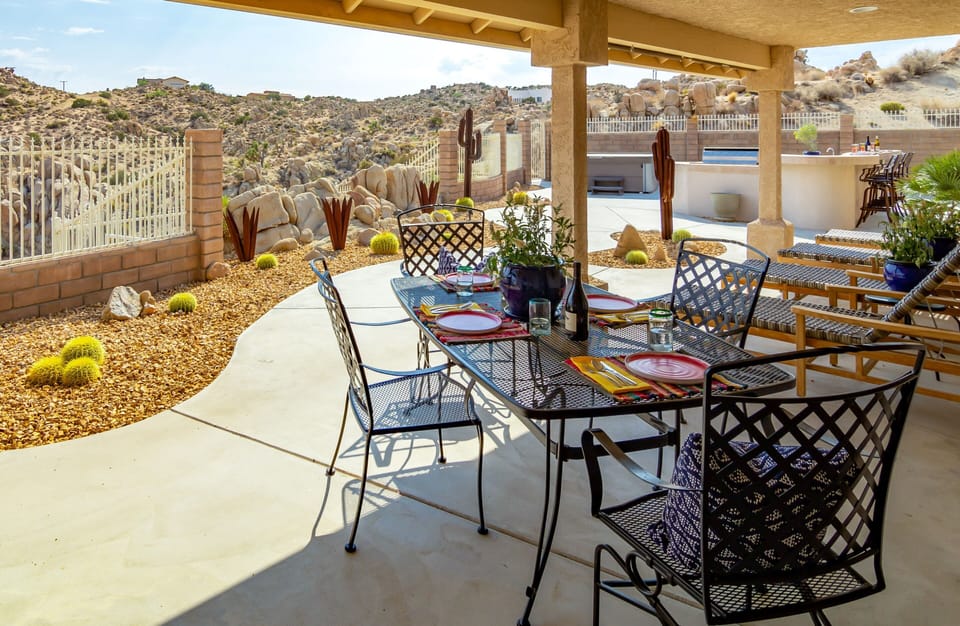 Outdoor Patio.   Dining, Lounging, BBQing, Spa, Firepit and Stargazing.