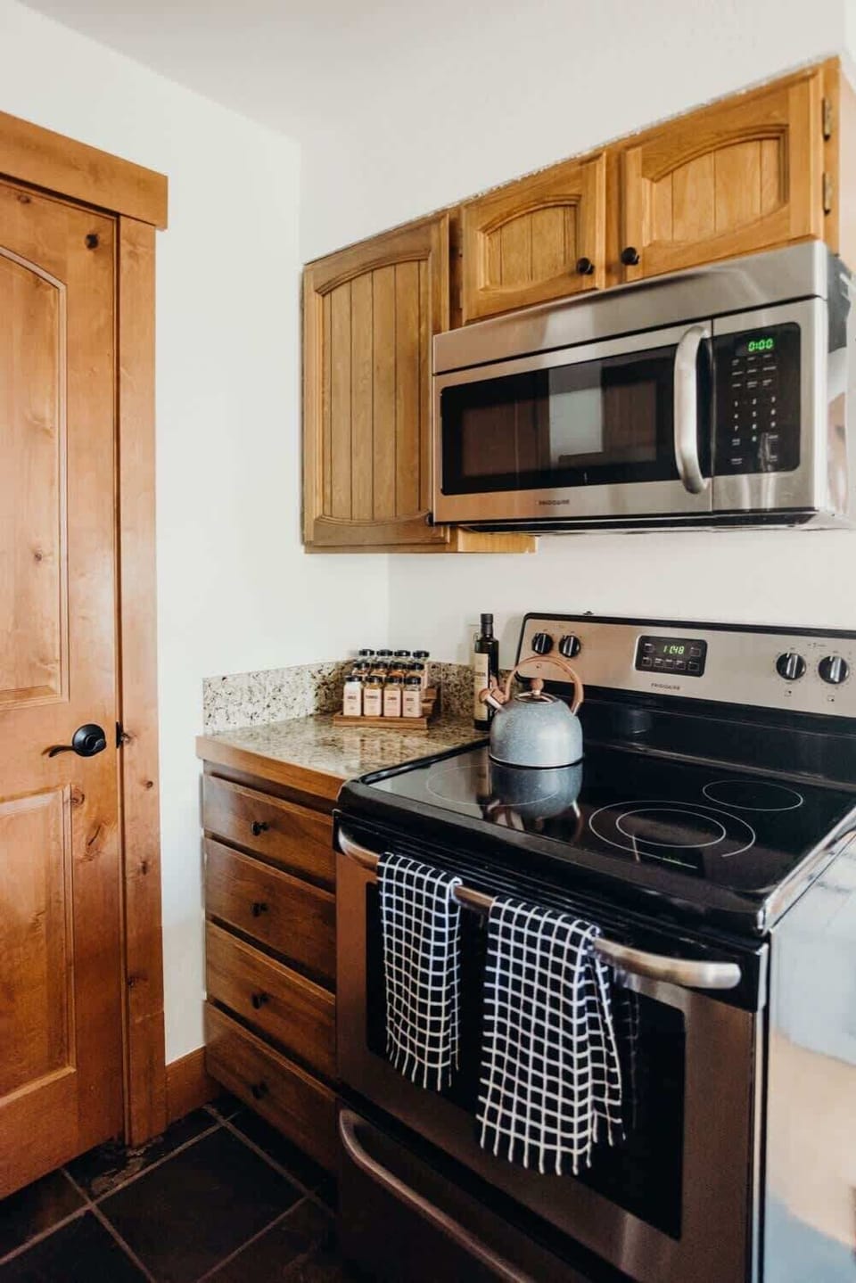 Kitchen with stainless steel appliances
