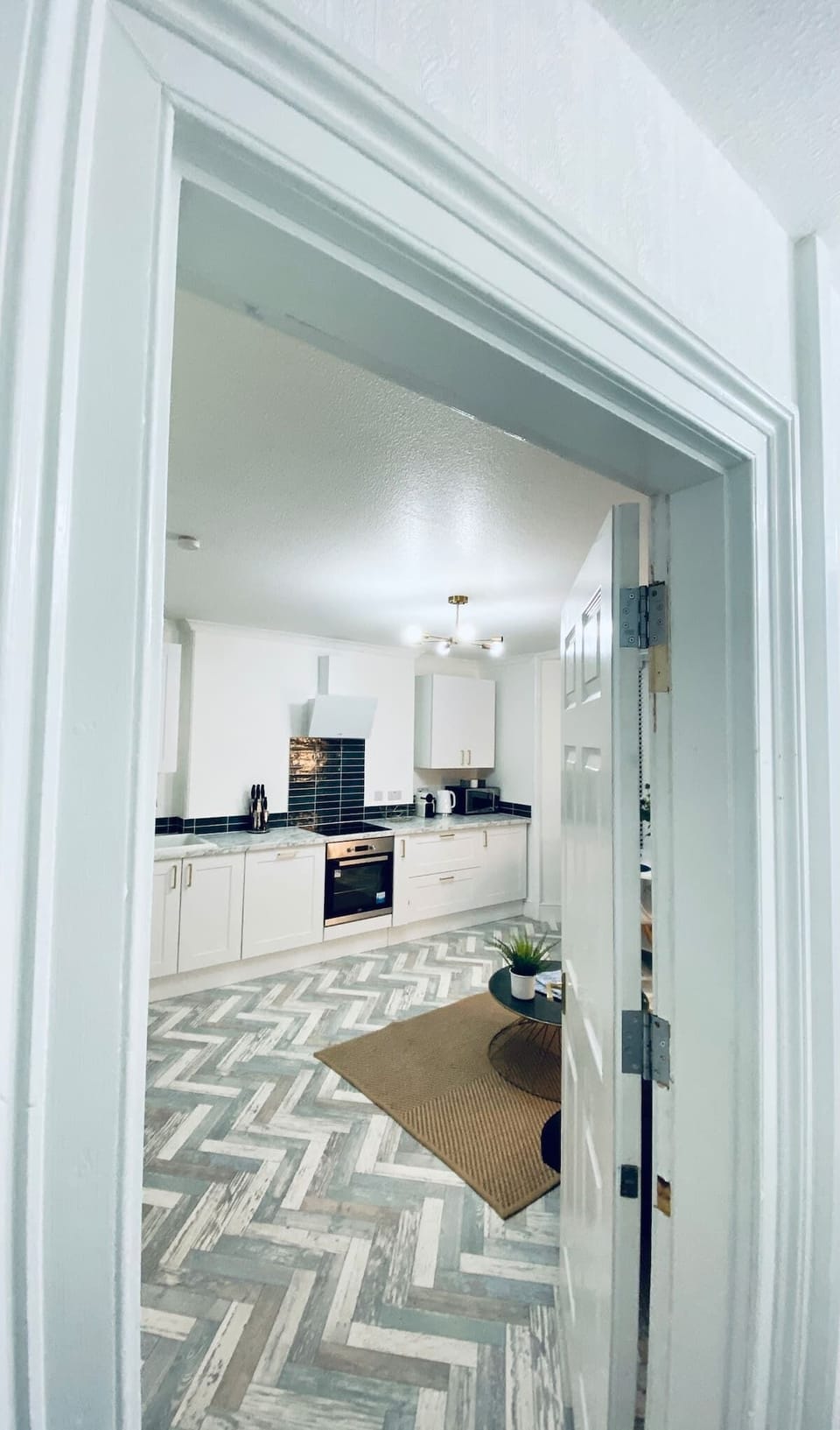 We have na lovely open plan kitchen, lounge, dining room 