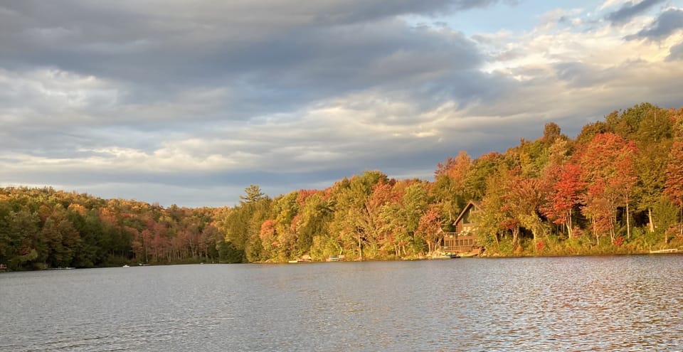 From the island, looking back towards the cove and house (early Fall) 