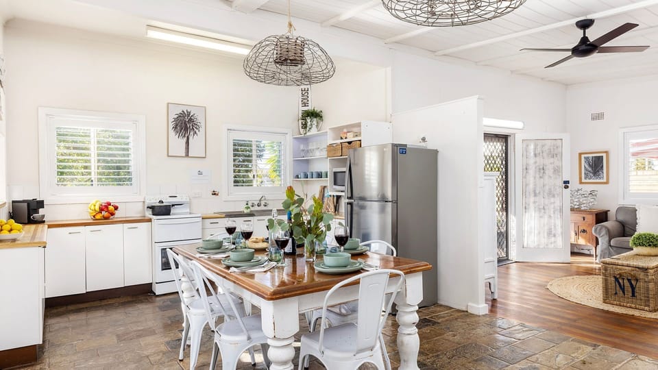 Beach Bungalow | Kitchen | Dining | Ceiling fan | Stove | Coffee machine