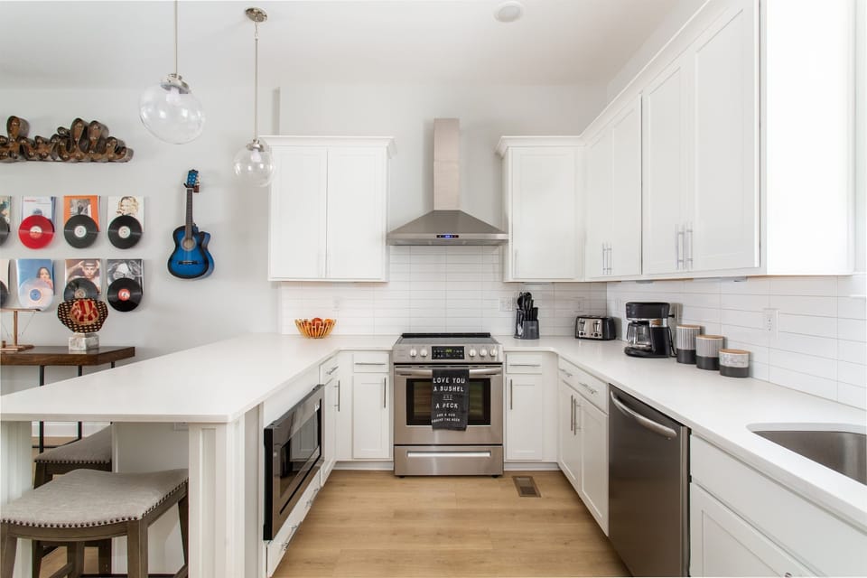 Enjoy meals prepared in a well stocked Chef's kitchen!