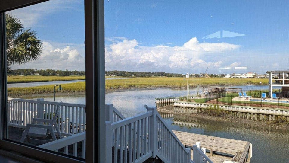 Back deck facing the channel 