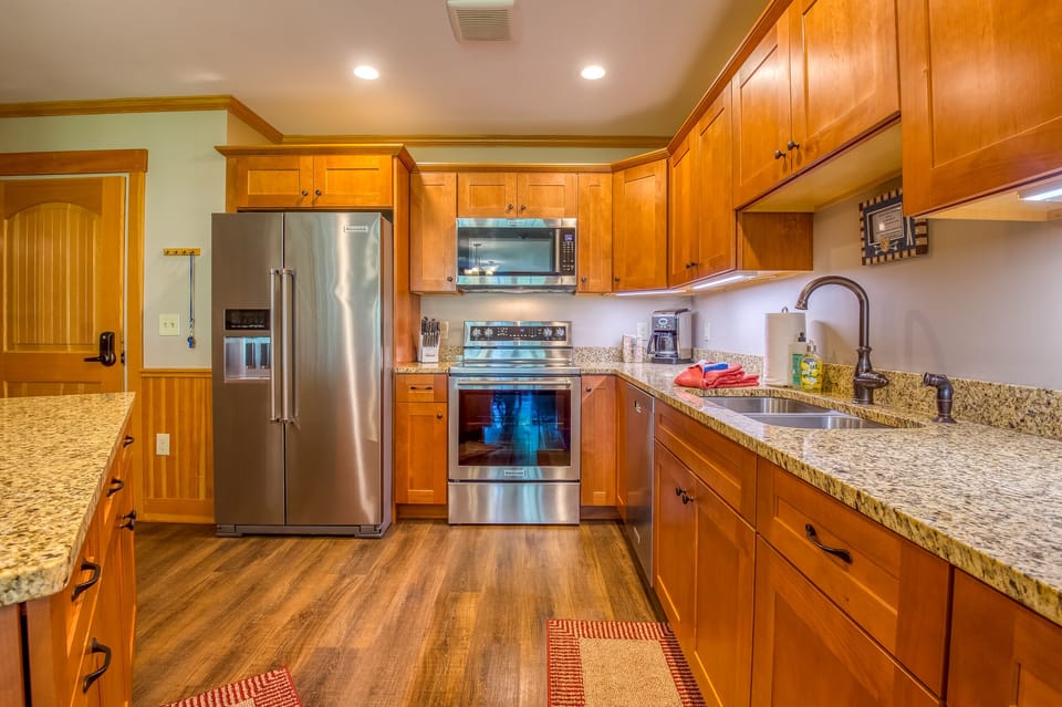 Fully stocked kitchen with pots, pans, etc.