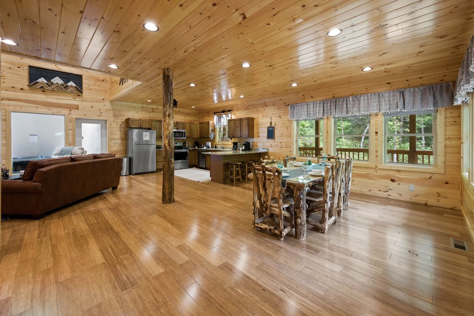 Dining Room Viewvs into Kitchen + Living Room