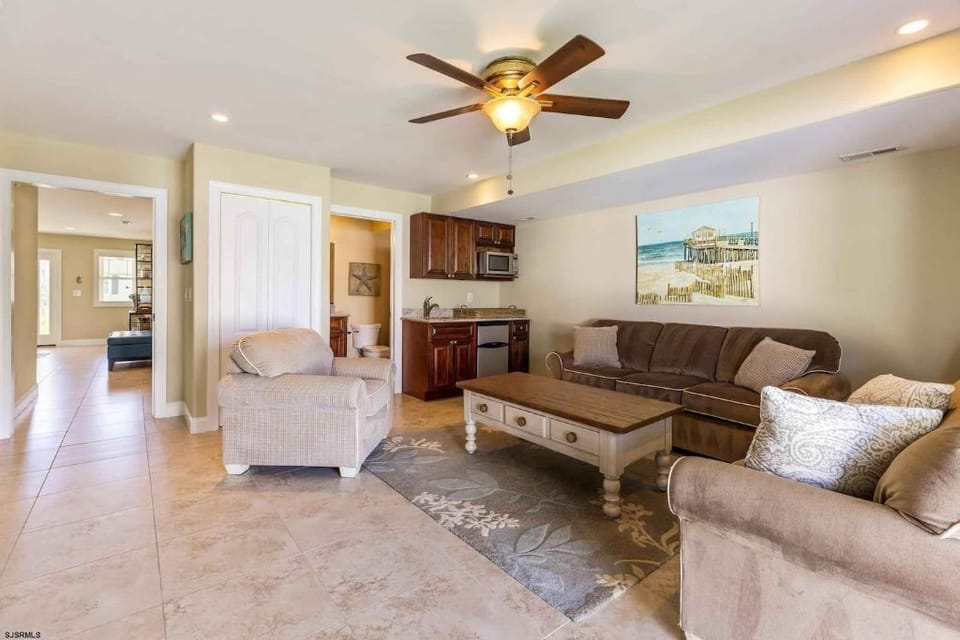Lower level family room with kitchenette 