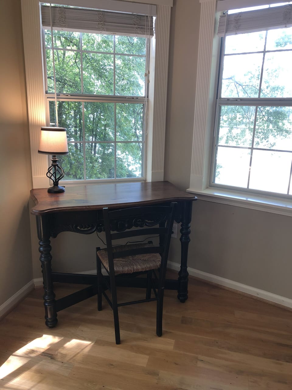 Desk in living room for those needing to work 