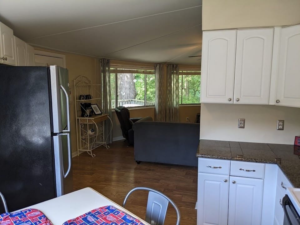 Open floor plan with kitchen and living area!