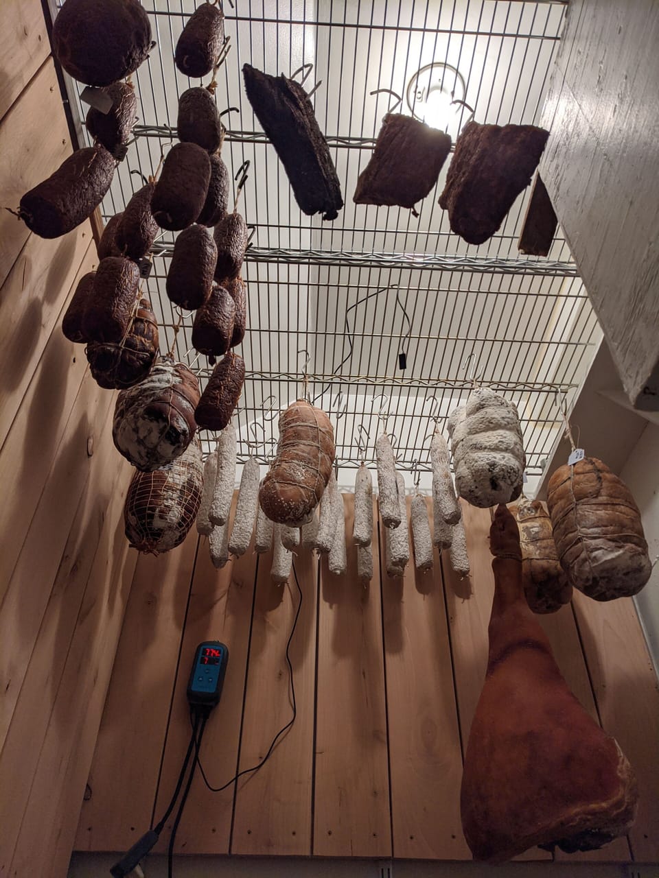 Charcuterie aging room.