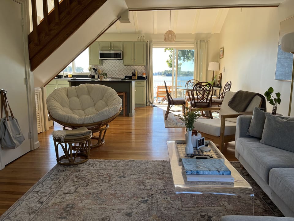 Sun-filled spaces with views of water from every nook. 