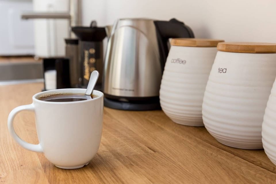 Complimentary tea and locally-roasted coffee