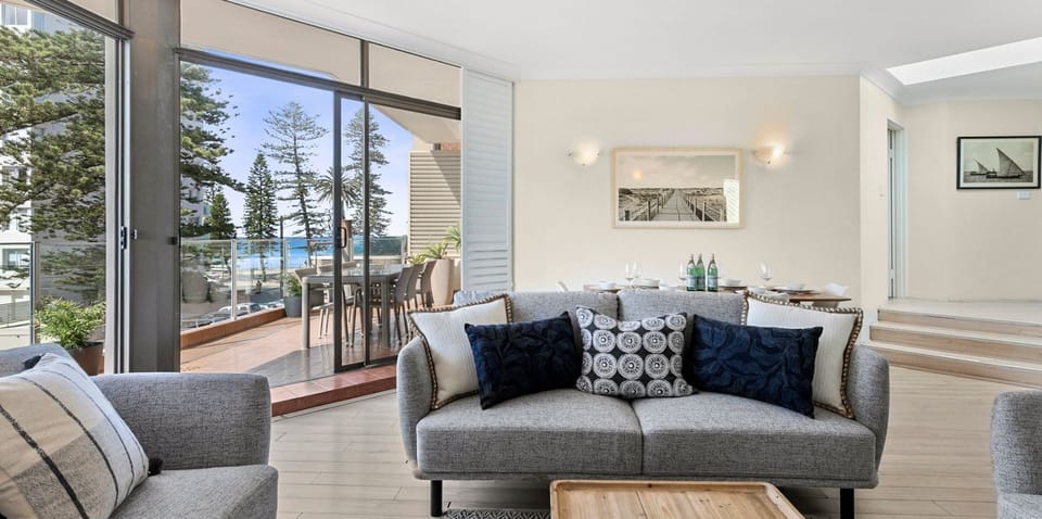 Living room overlooking Manly Beach