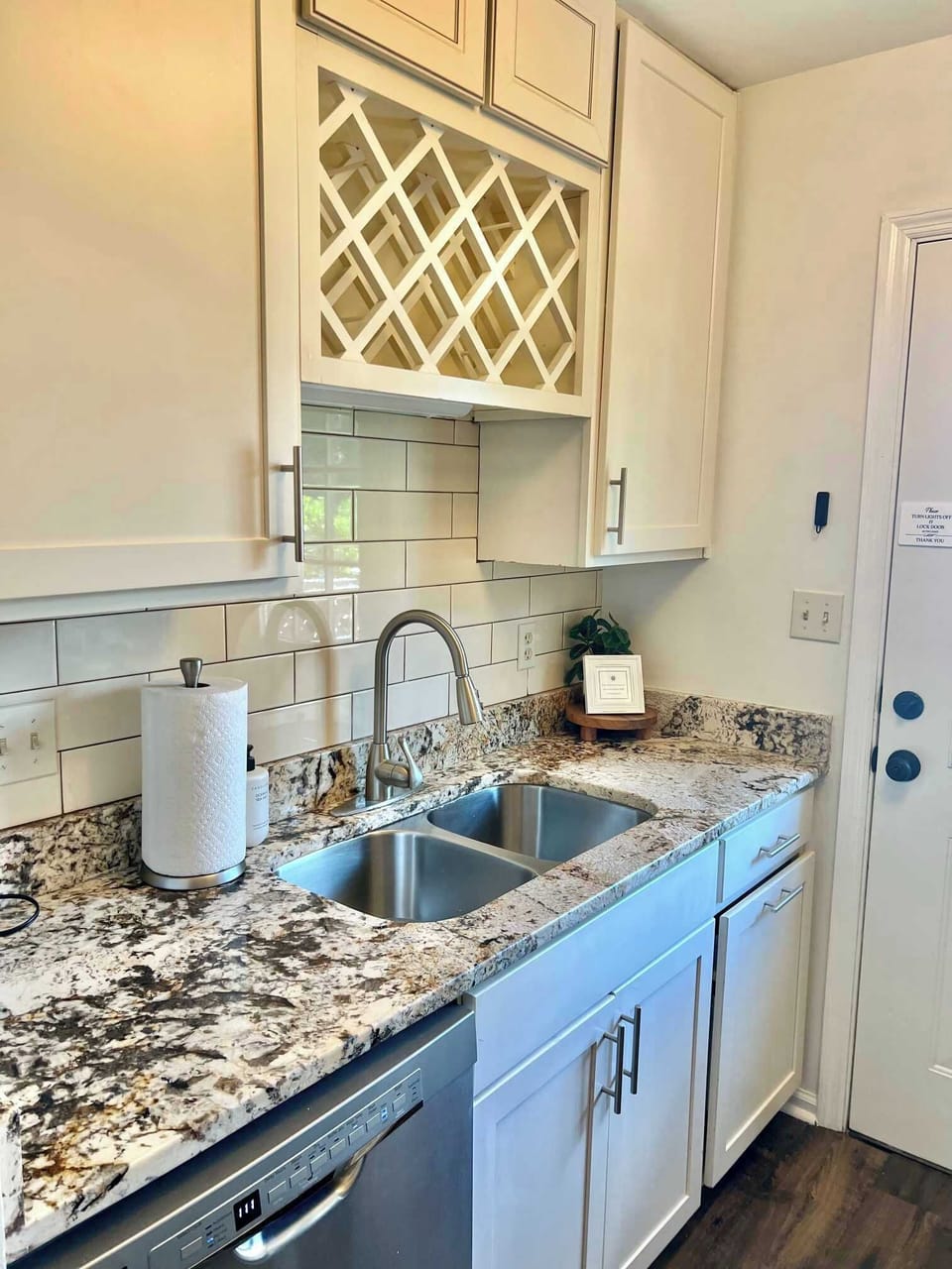 Bright kitchen right off the backyard.