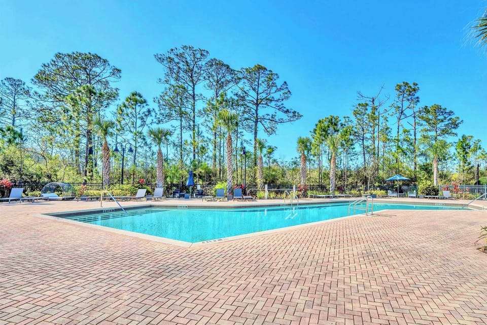 Refreshing Outdoor Pool Surrounded By Beautiful Trees And Open Spaces