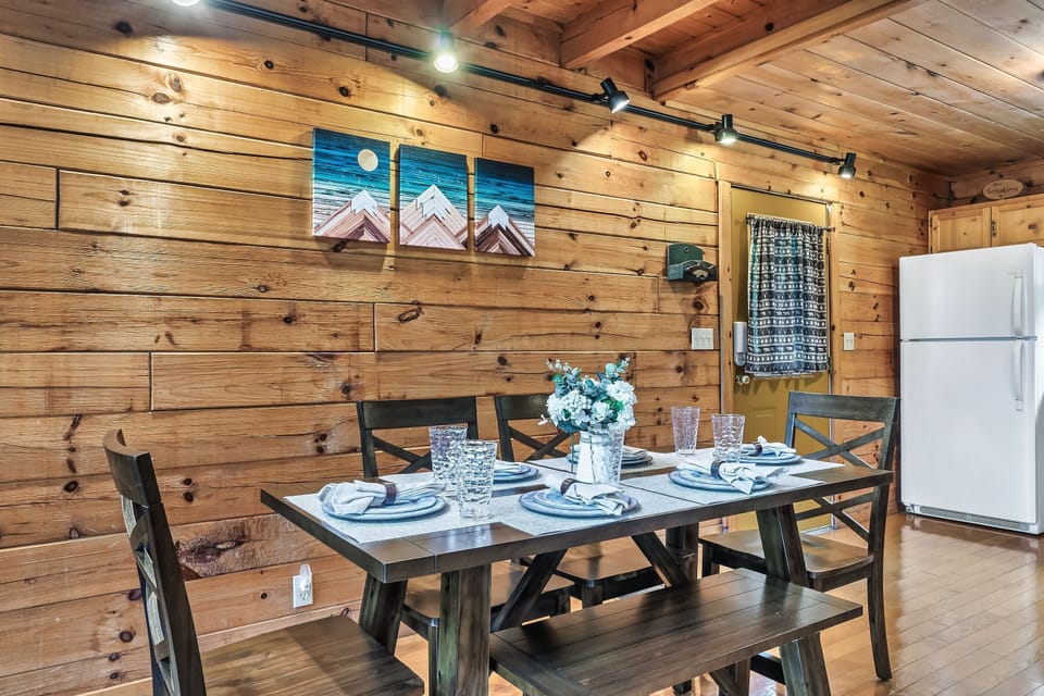 The kitchen was recently updated with stainless steel appliances