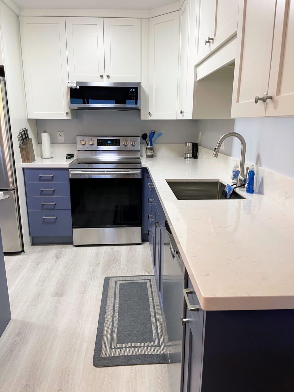 Ocean-inspired cabinets and new, slim microwave