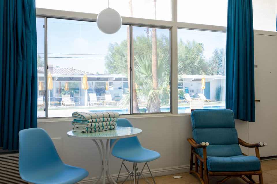 Views of the pool through one-way glass.