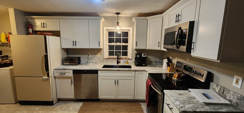 Indoors, Kitchen, Appliance, Refrigerator, Microwave