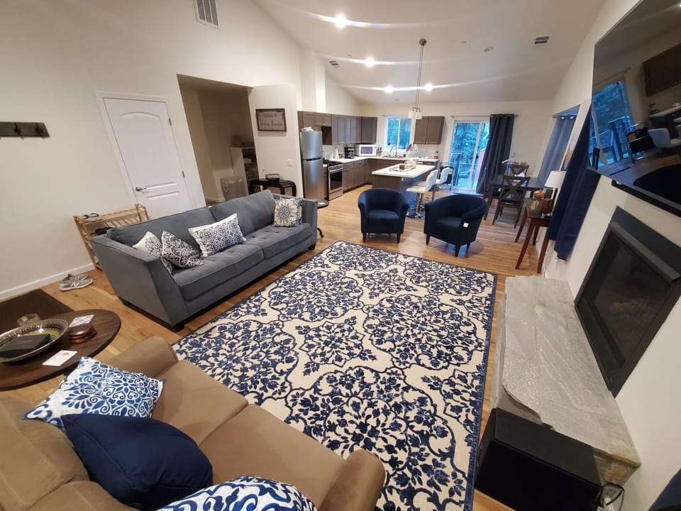open living room and kitchen/dining area