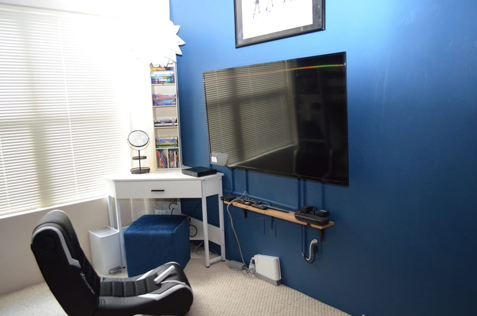 BR 3 has 2 gaming chairs w/ charging stations, hook-up for equipment, DVD player