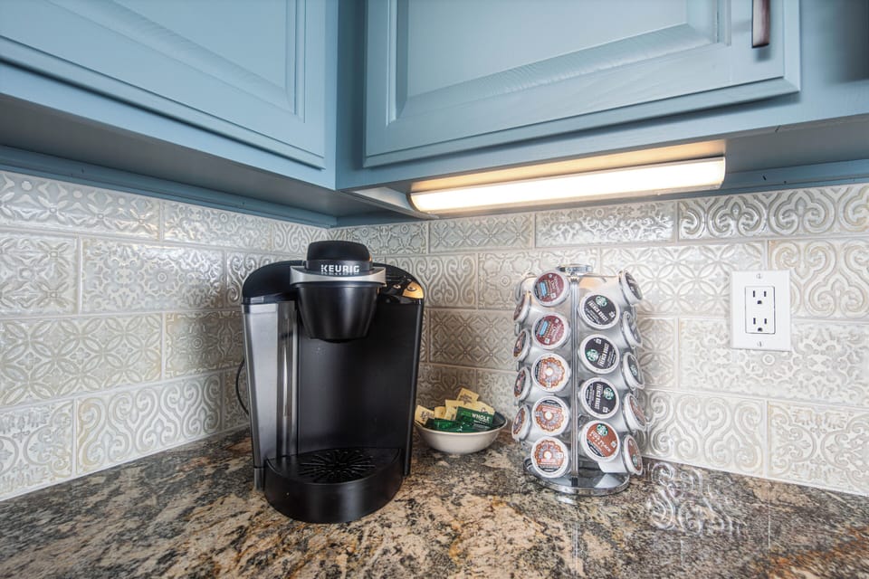 Every guest is treated with an assortment of coffee pods and sweeteners.