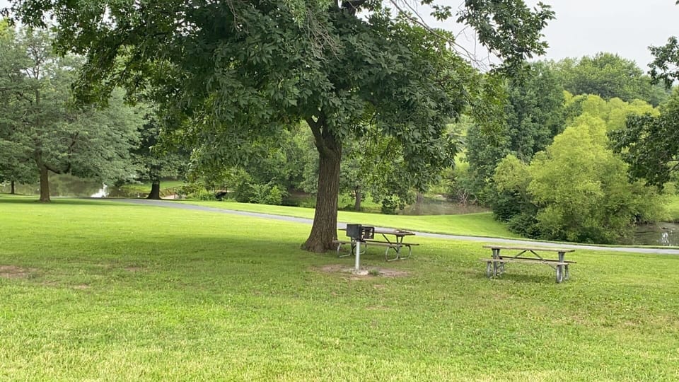 There's also a barbecue grill by the lake.