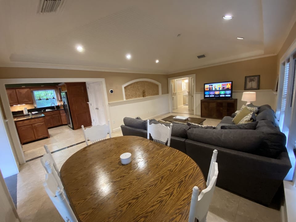 Dining room, living room, and kitchen 