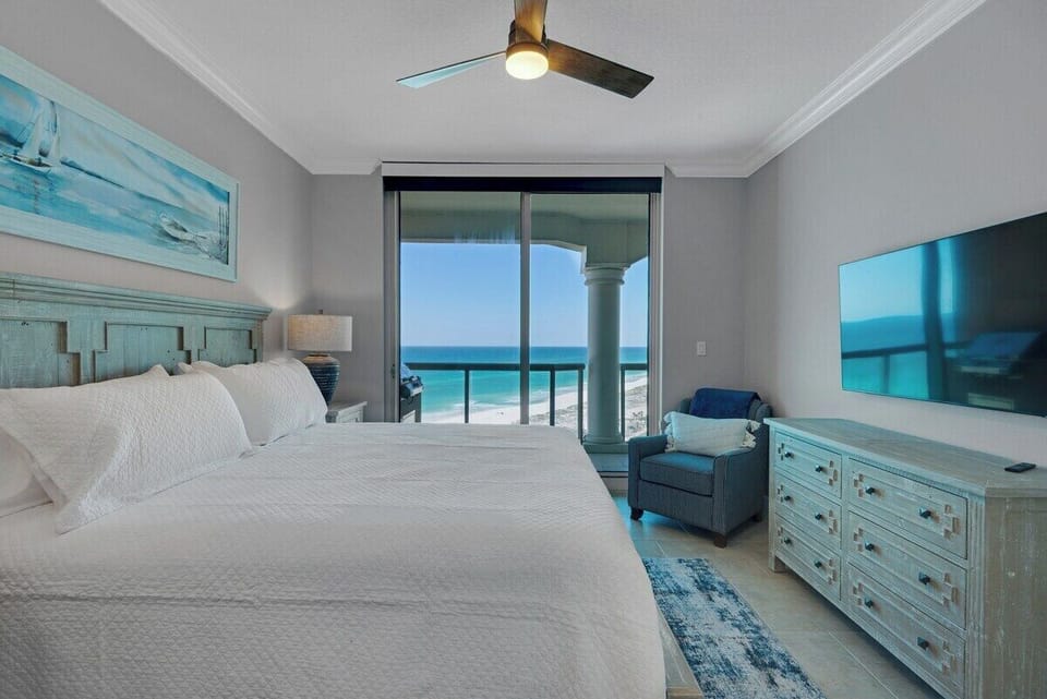 Spectacular gulf view with white sandy beaches from the master bedroom