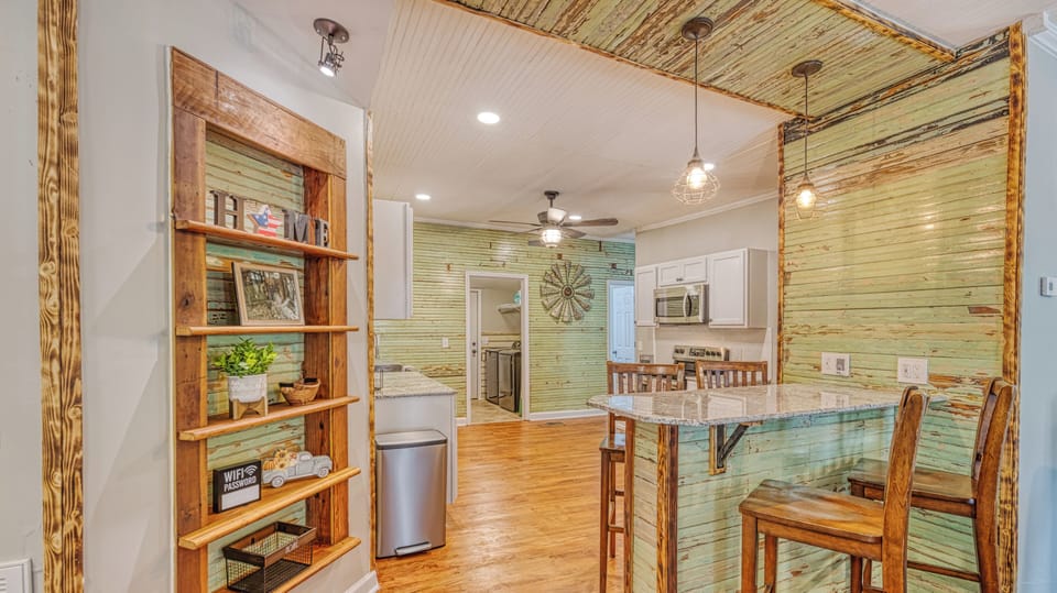 Shelves made with original step wood and bead board