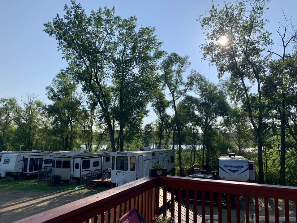 A few of the 11 seasonal RV campers at Hidden Acres RV Park. 