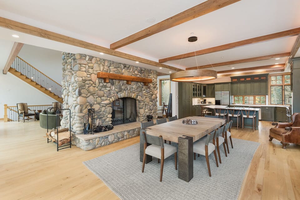Dining and Kitchen (Wood Burning Fireplace)