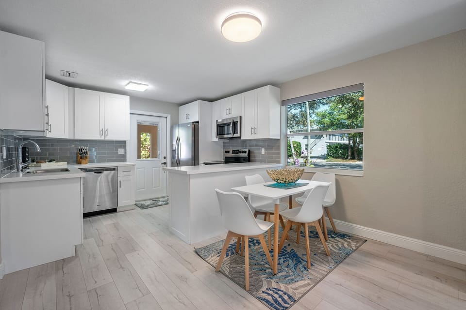 Dining area with open kitchen