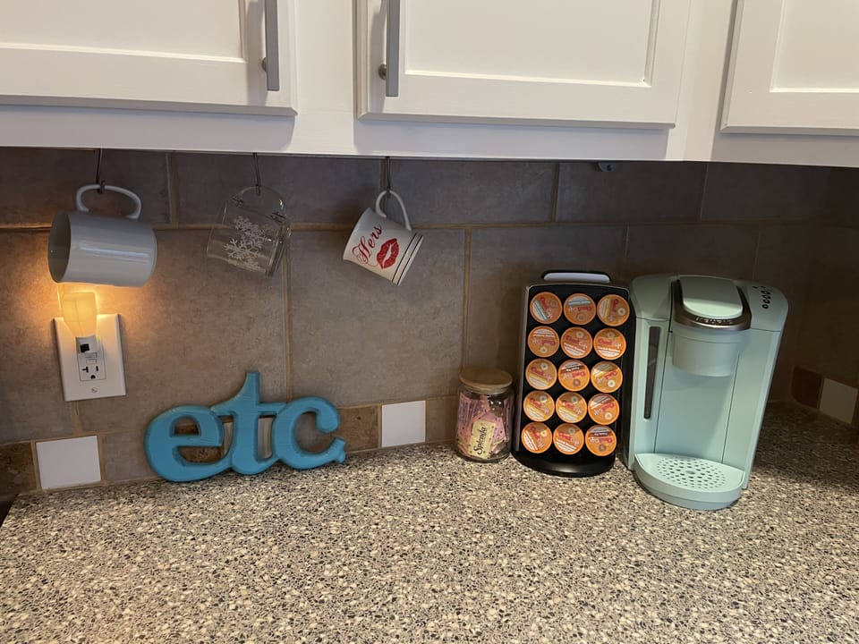 Kcups are stocked for your stay.