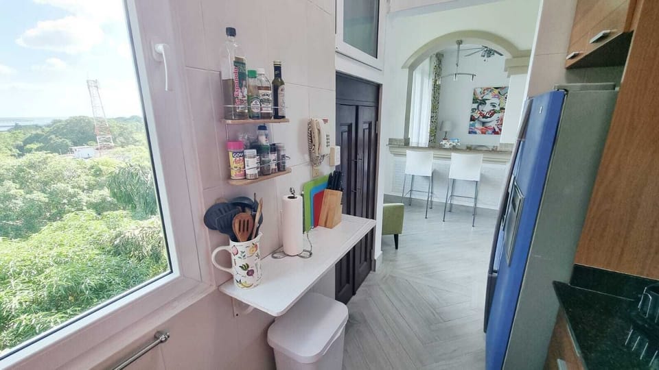 Peaking onto the dining & living room area