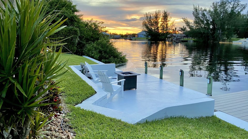Enjoy beautiful sunsets by the fire.