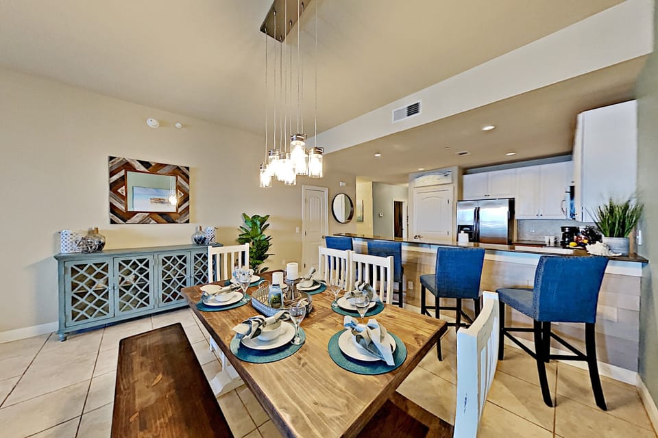 Extra place settings are located in the buffet.