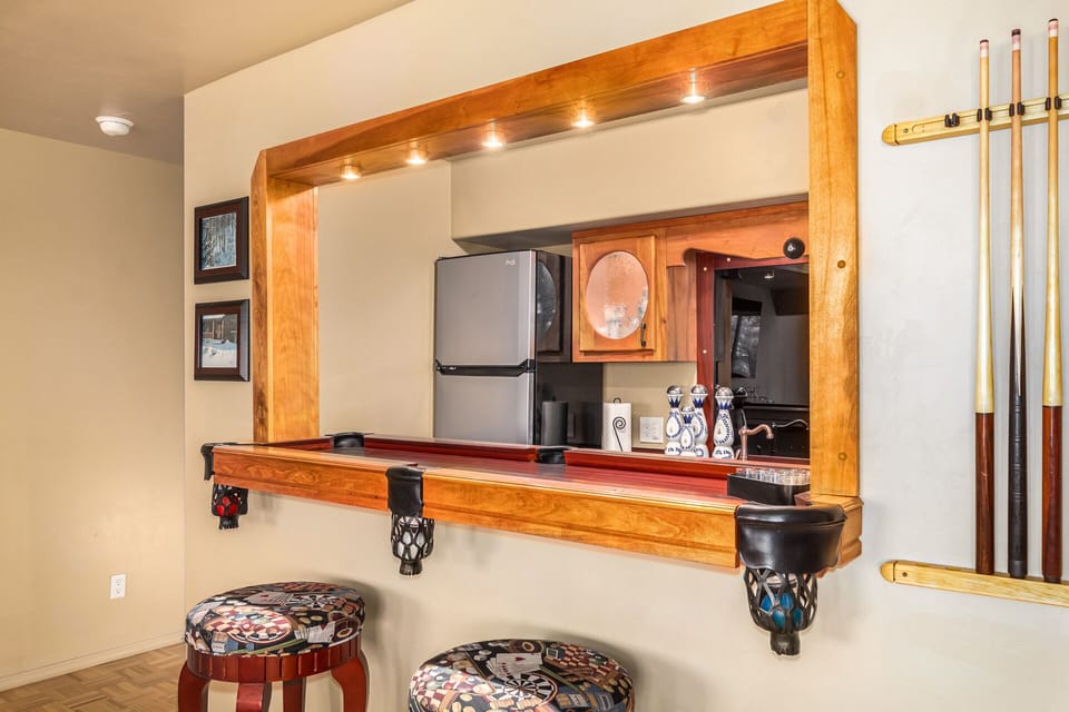Custom made mini pool table walk up bar
