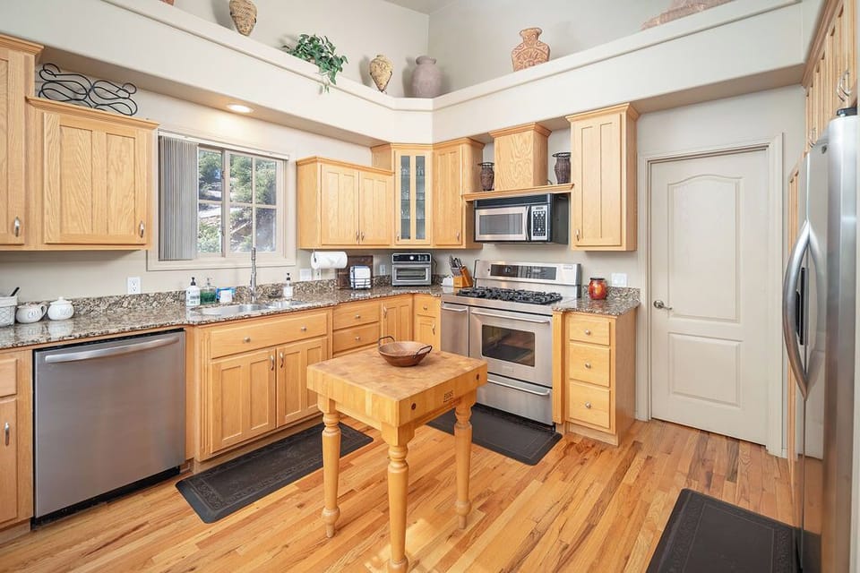 Kitchen with butcher block island