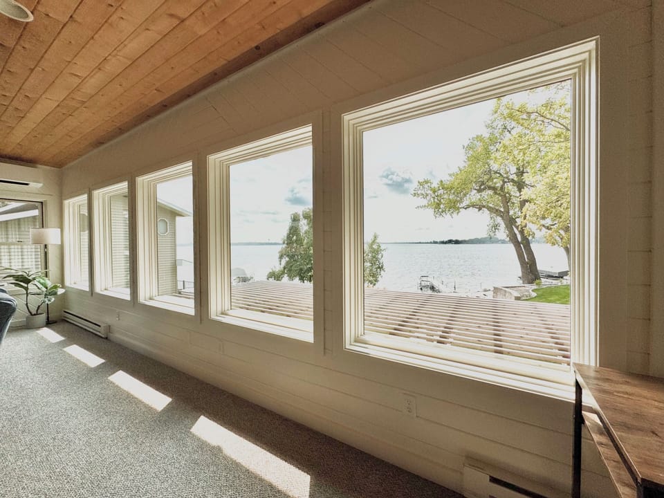 Gorgeous lake view from the upstairs living room