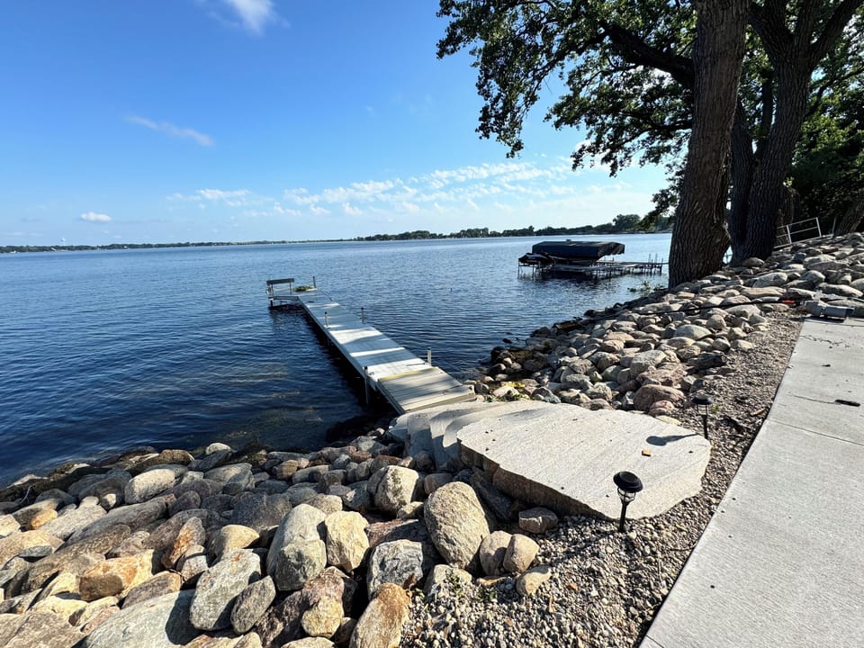 Dock for lounging, fishing, and jumping into the lake