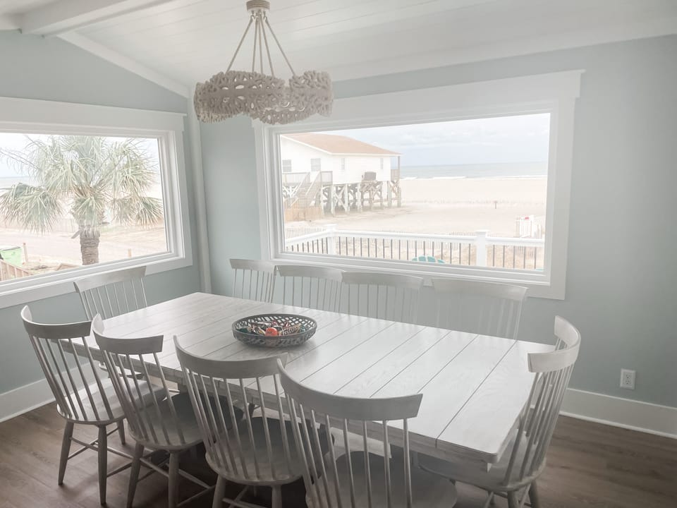 Dinner with a view in the dining room that seats 10 and overlooks the ocean!