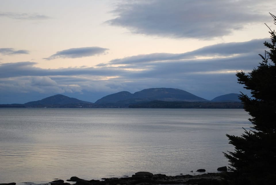 Nearby view of Cadillac Mtn. The Schoodic Loop rd is minutes from the tent site.