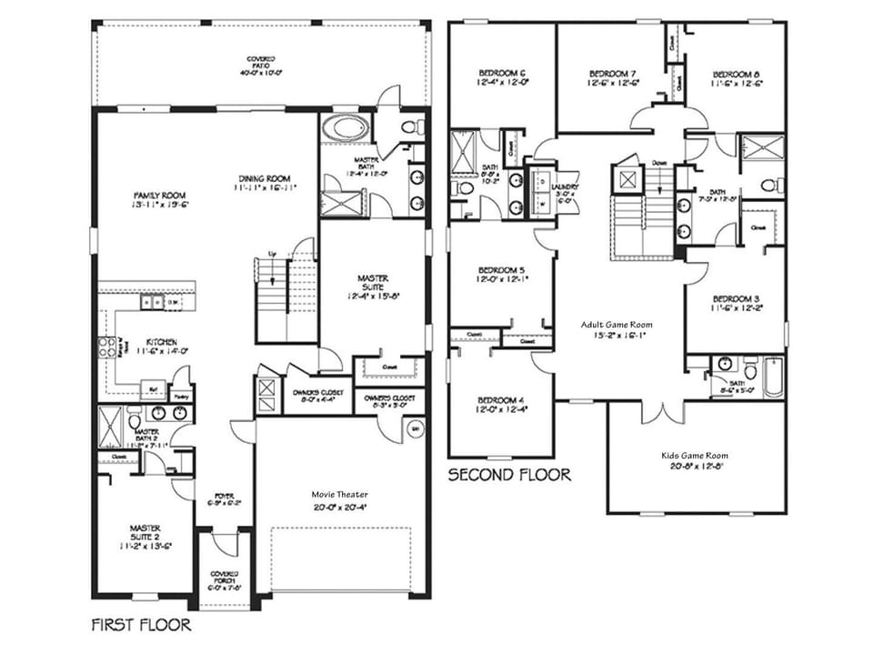 Floor Plan-Following BRs/Baths Labeled Per Plan