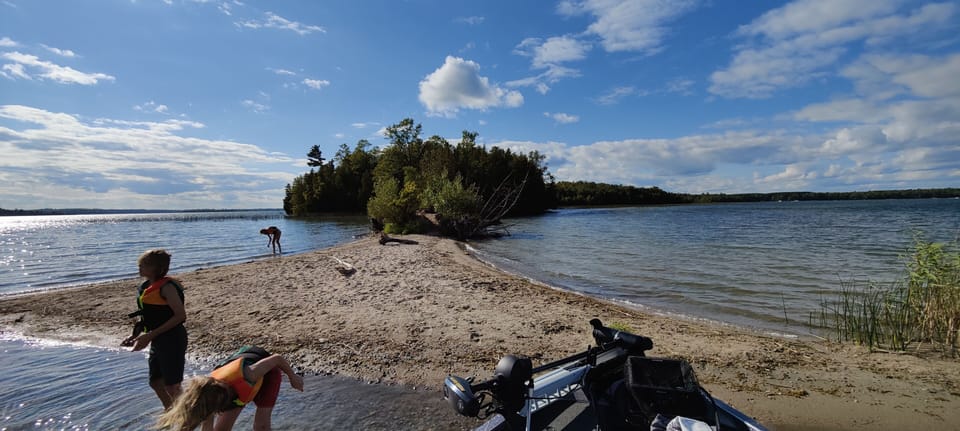 Beach your boat at Bear Island and enjoy the beautiful water and some sun!
