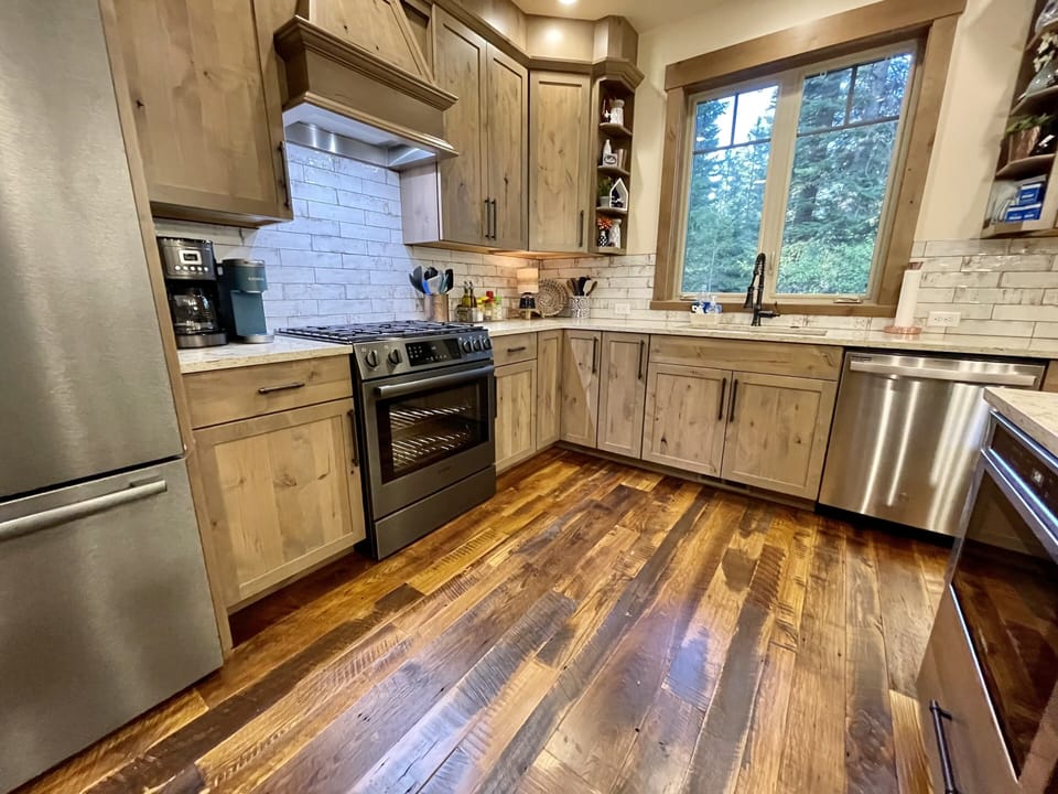 Well lit & equipped w/gas range & oven, frig, microwave, pantry & dishwasher. 